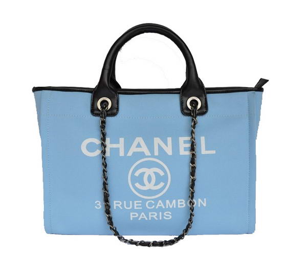 Replica Chanel Medium Canvas Tote Shopping Bag A66941 Blue On Sale